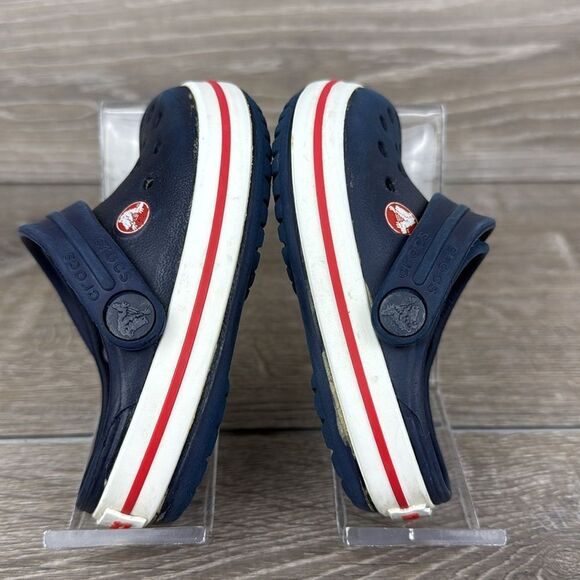 Crocs Crocband Navy Blue Red White Toddler Boy Sz 5 Slip On Clogs Sandals - Picture 9 of 10